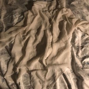 Long sleeved white and gold dress shirt